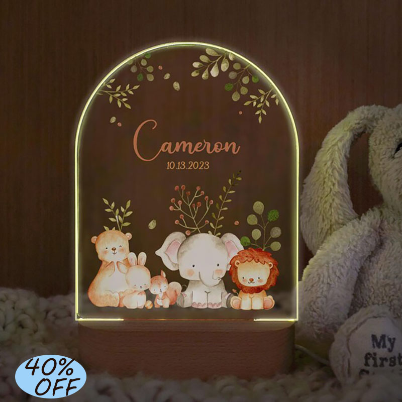 Baby Nursery Night Light - Детский ночник с индивидуальным именем, персонализированная
