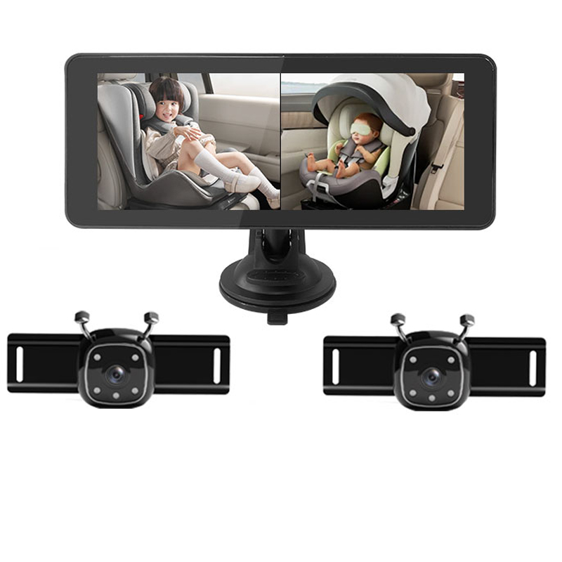 Baby Monitor Split Screen - HD 2-канальная детская автомобильная камера, 6,86-дюймовый