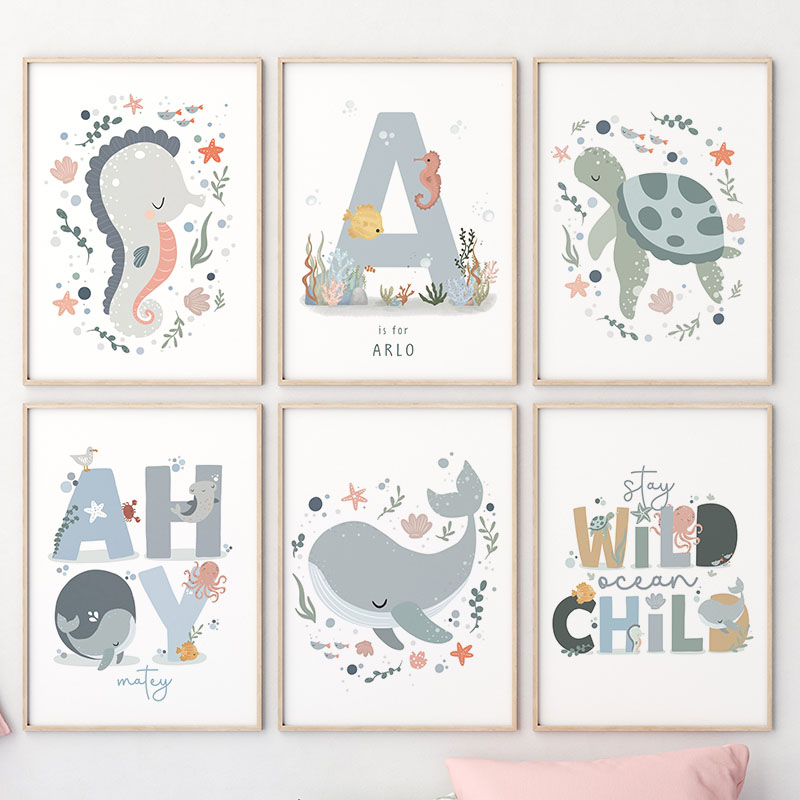 Baby Name Wall Art - 1 шт. безрамный постер с изображением
