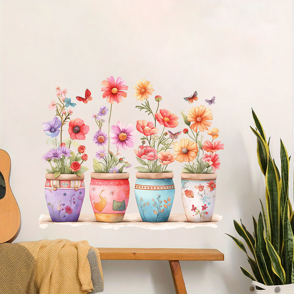 Baby Nursery Vase - Акварельный химерный цветочный горшок, наклейки на