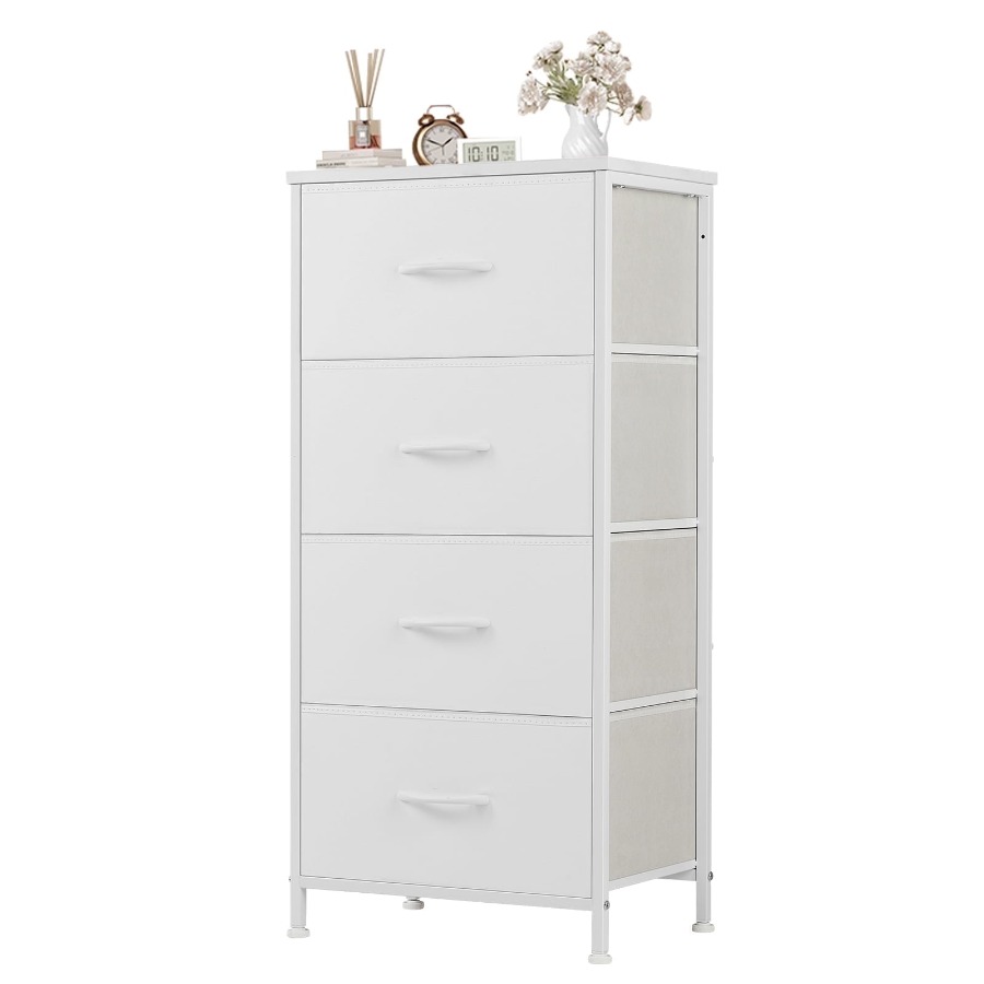 Drawer Dresser White - Комод с 4 тканевыми ящиками для