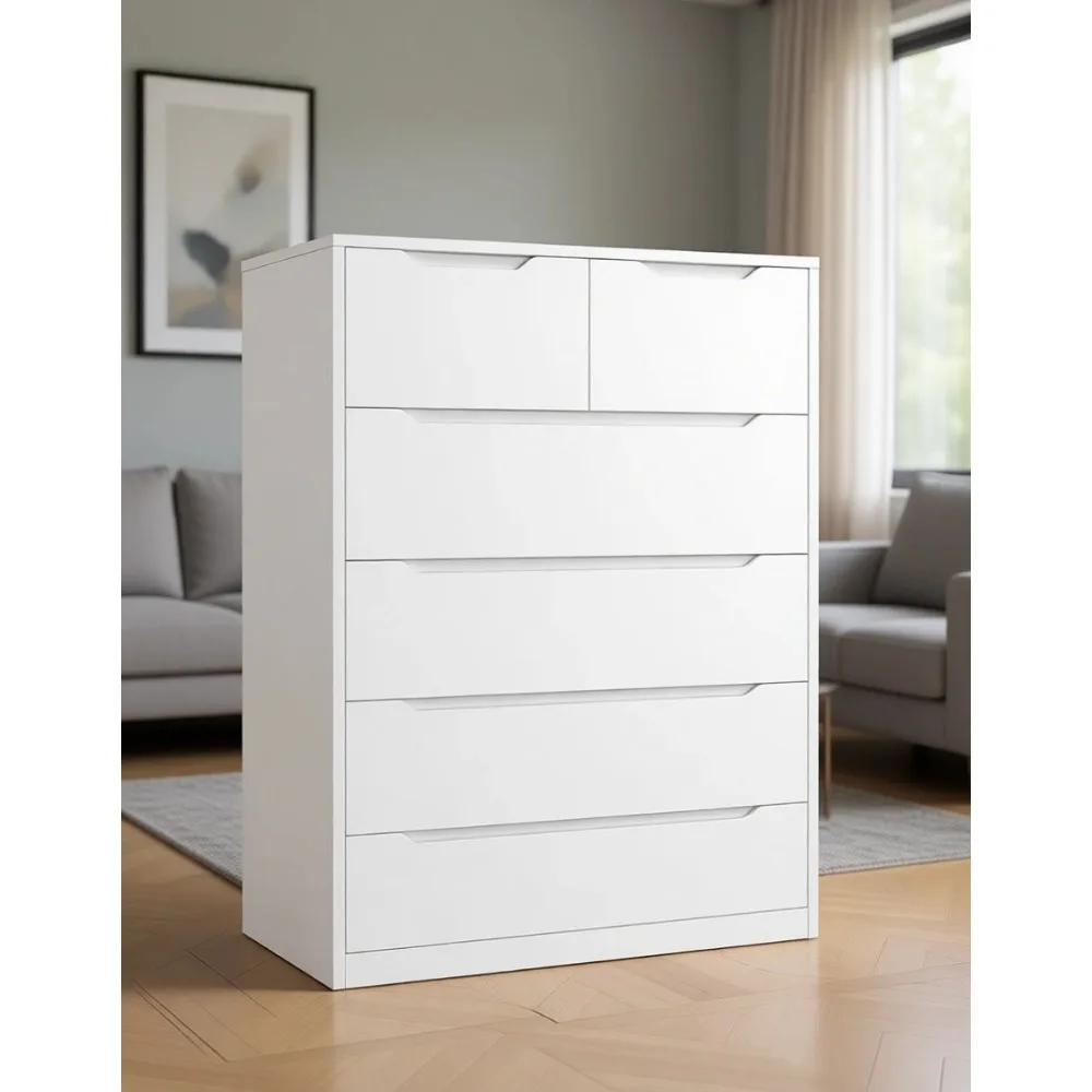 Drawer Dresser White - Белый комод с 6 деревянными ящиками