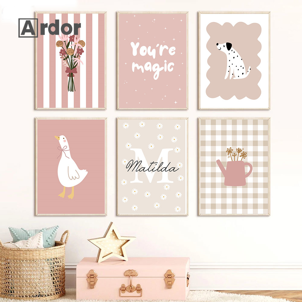 Baby Nursery Vase - Персонализированное имя полевой цветок детская ваза