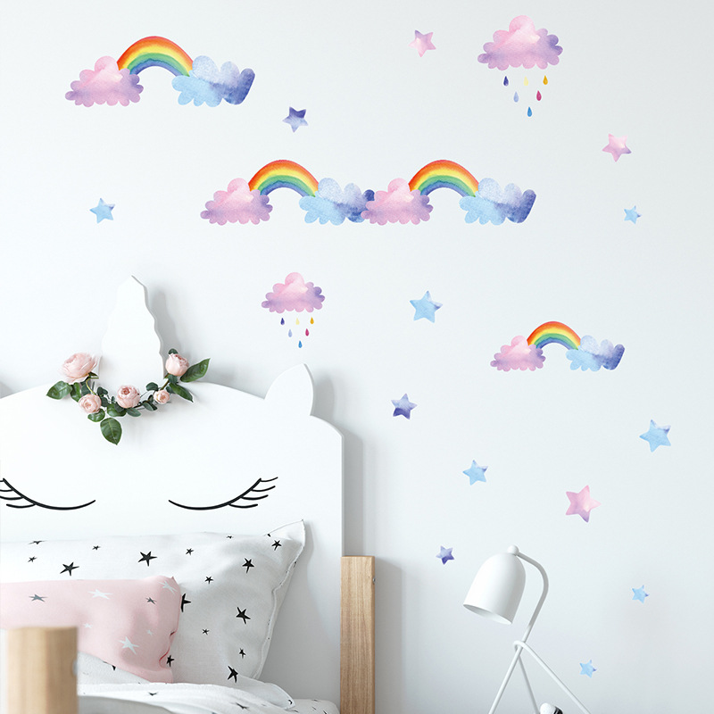 Baby Nursery Layout - Наклейки на стену с мультяшными облаками