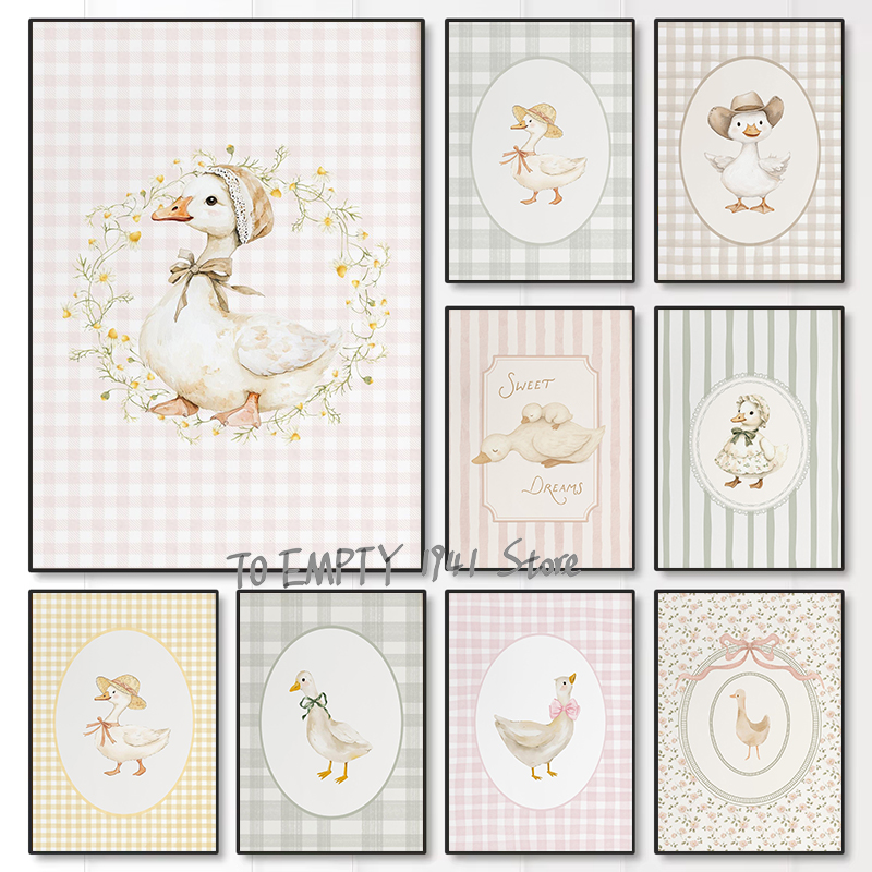 Baby Nursery Art - Постер на холсте «Гусь и утка»