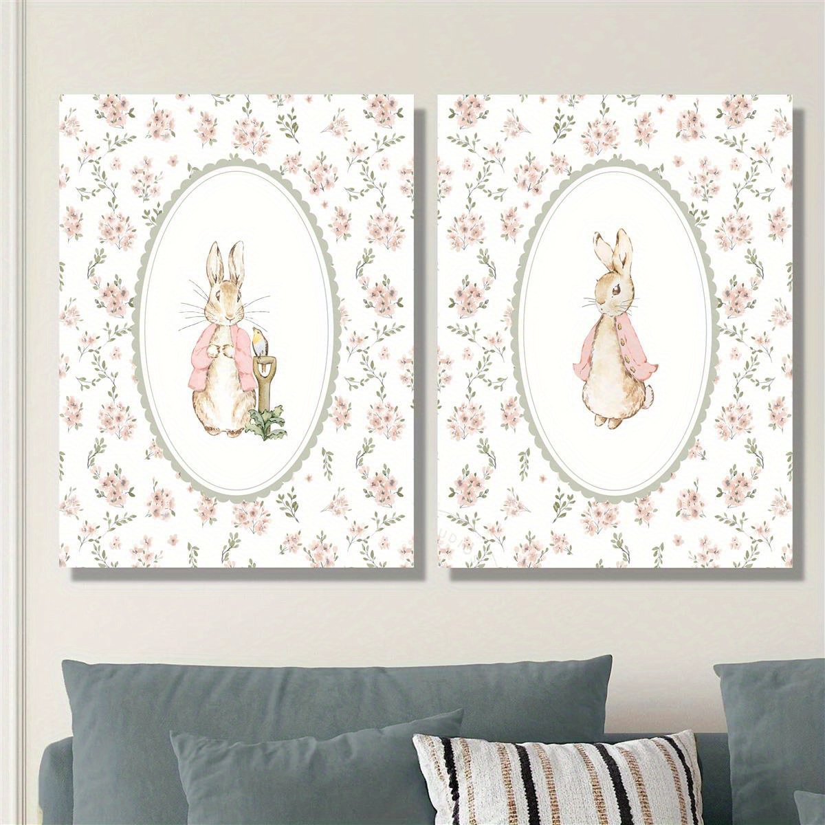 Baby Nursery Prints - Набор из 2 ретро-картин с пасхальными