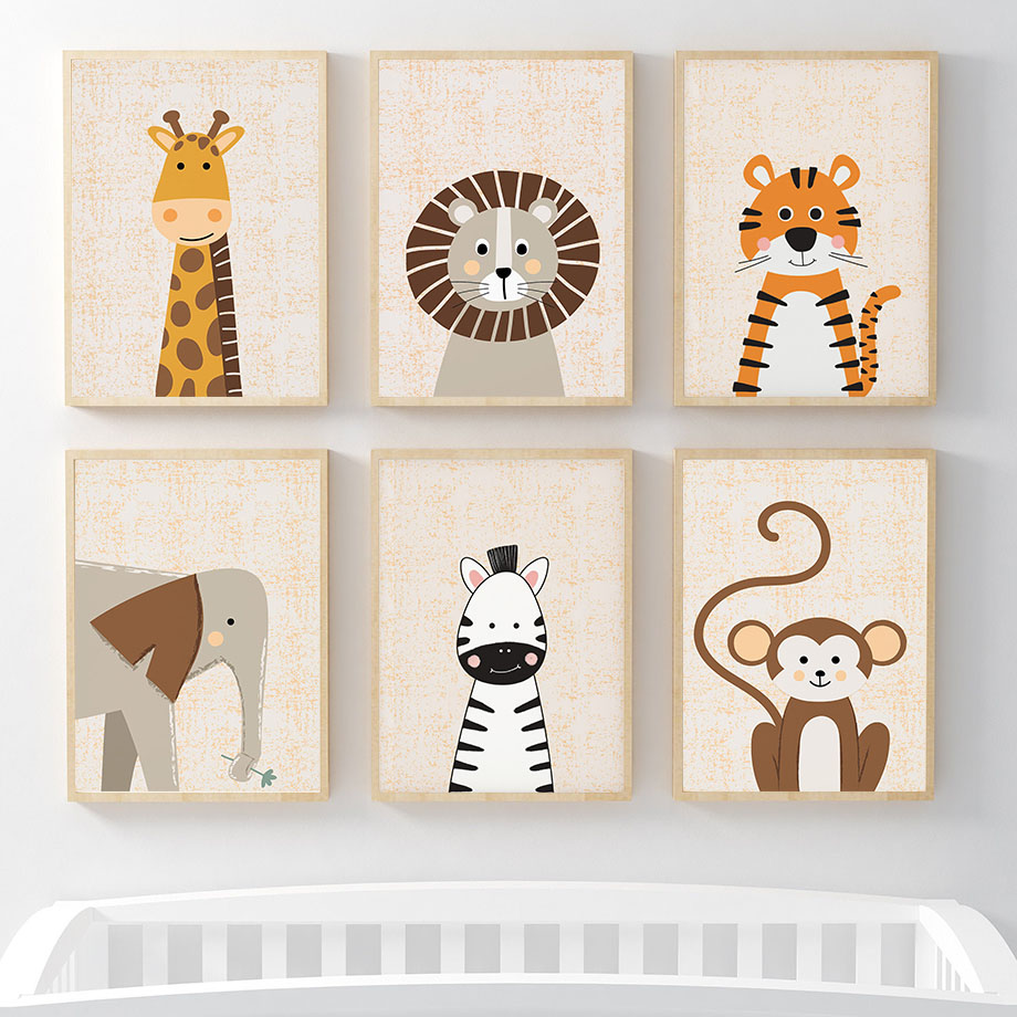 Baby Name Wall Art - Картины на холсте с изображением льва,