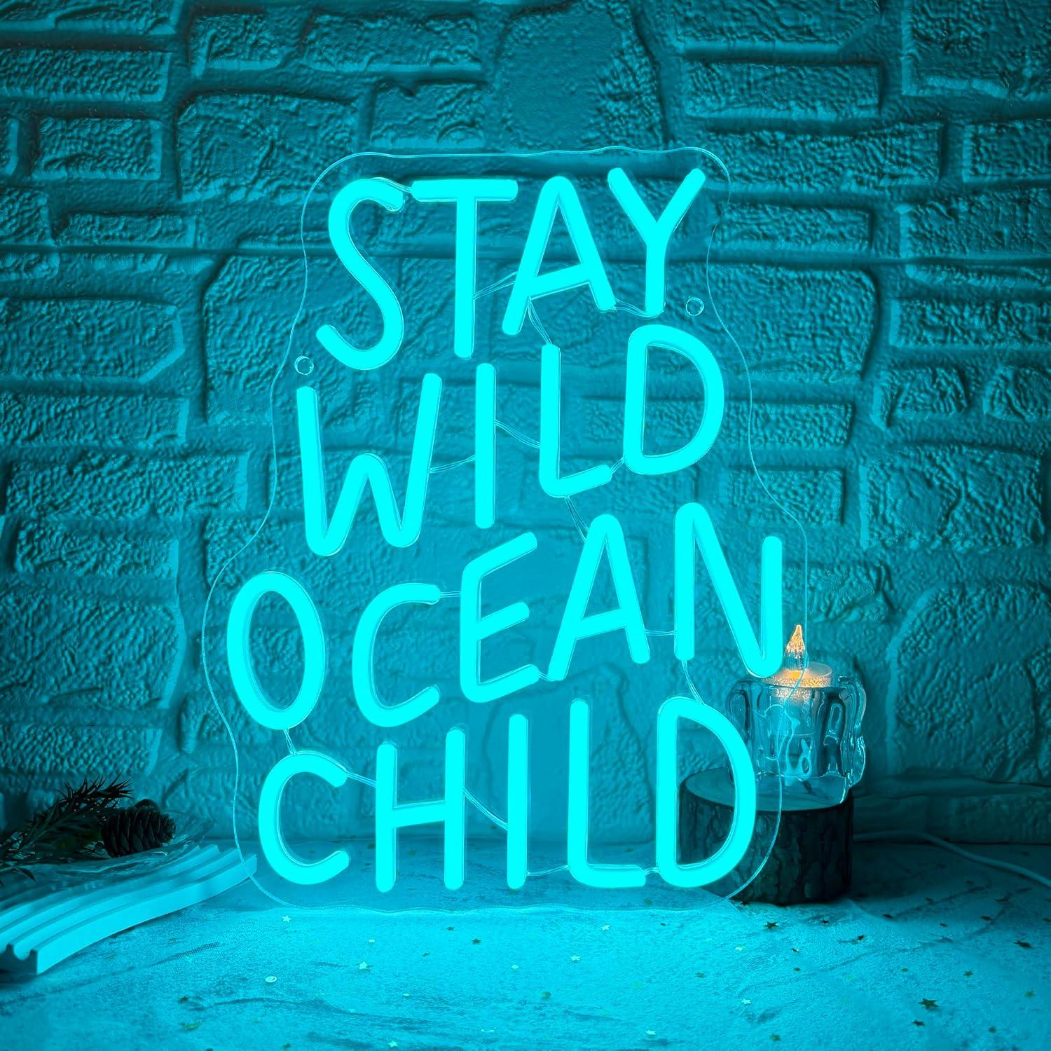 Baby Nursery Ocean Theme - Неоновая вывеска «Stay Wild Ocean Child»
