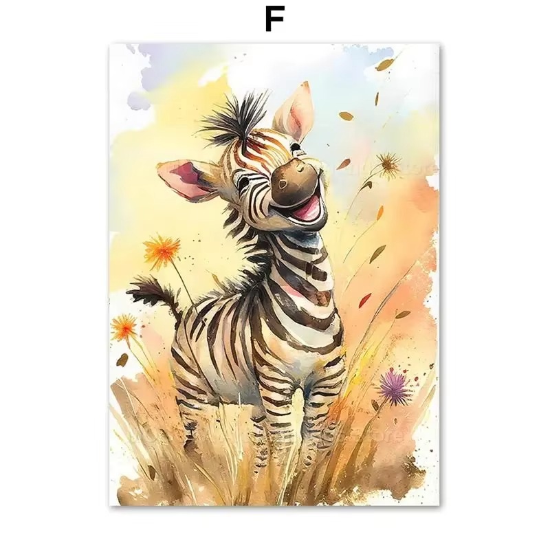 Baby Nursery Art - Акварельные постеры с животными: лев, жираф,