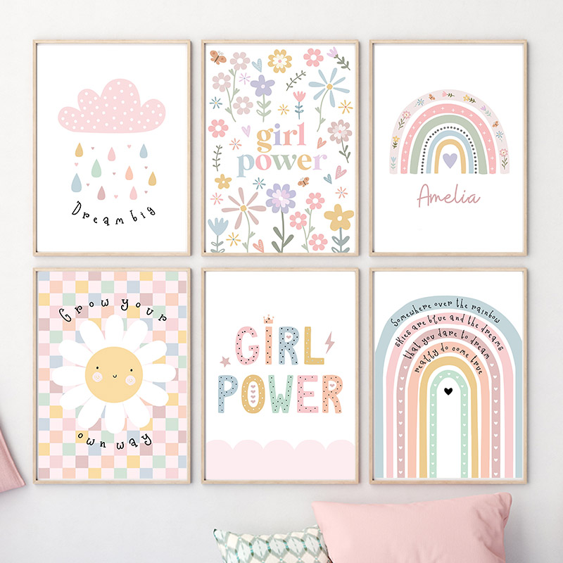 Baby Nursery Art - Солнце Цветок Радуга Облако Сердце Детская