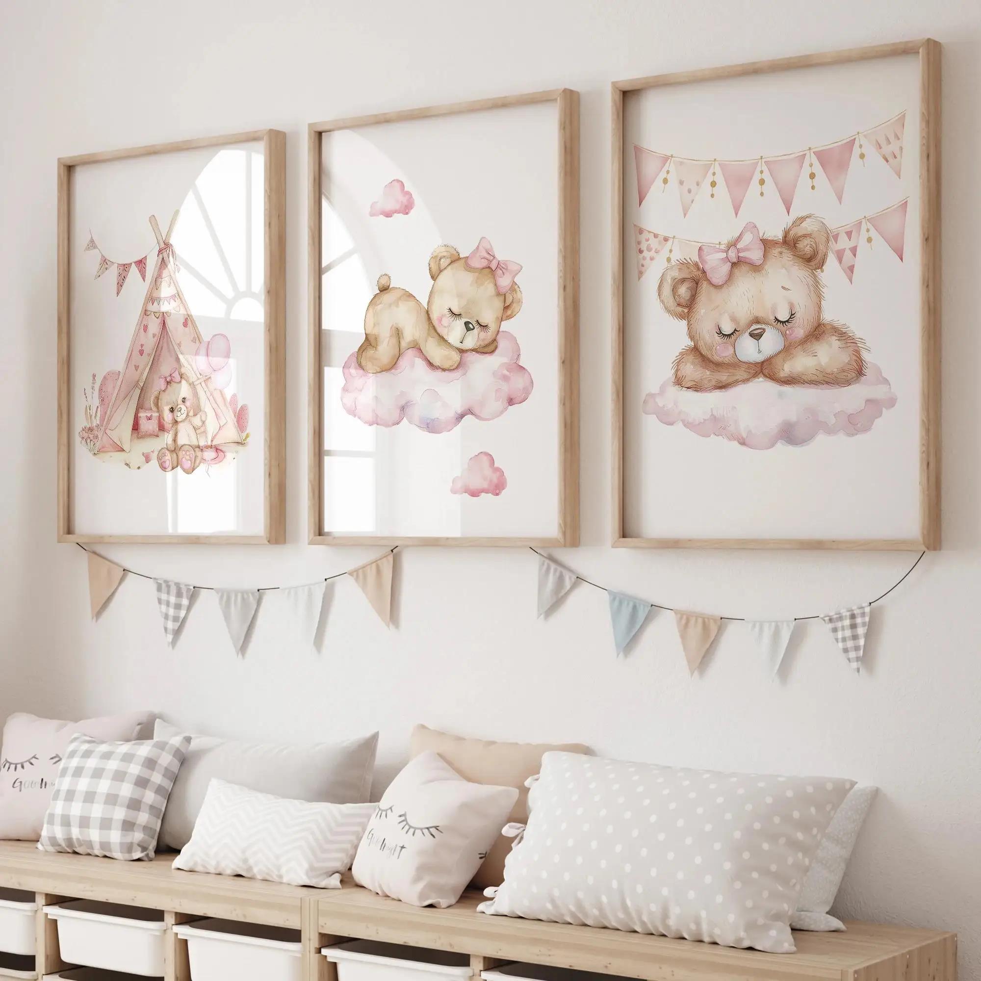Розовая мечта, медведь, карусе – обзор и цена Baby Nursery Prints