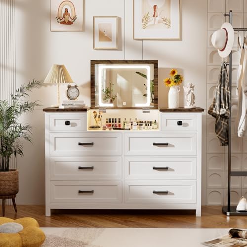 Комод с LED-зеркалом, 8 ящиков – обзор и цена Drawer Dresser White