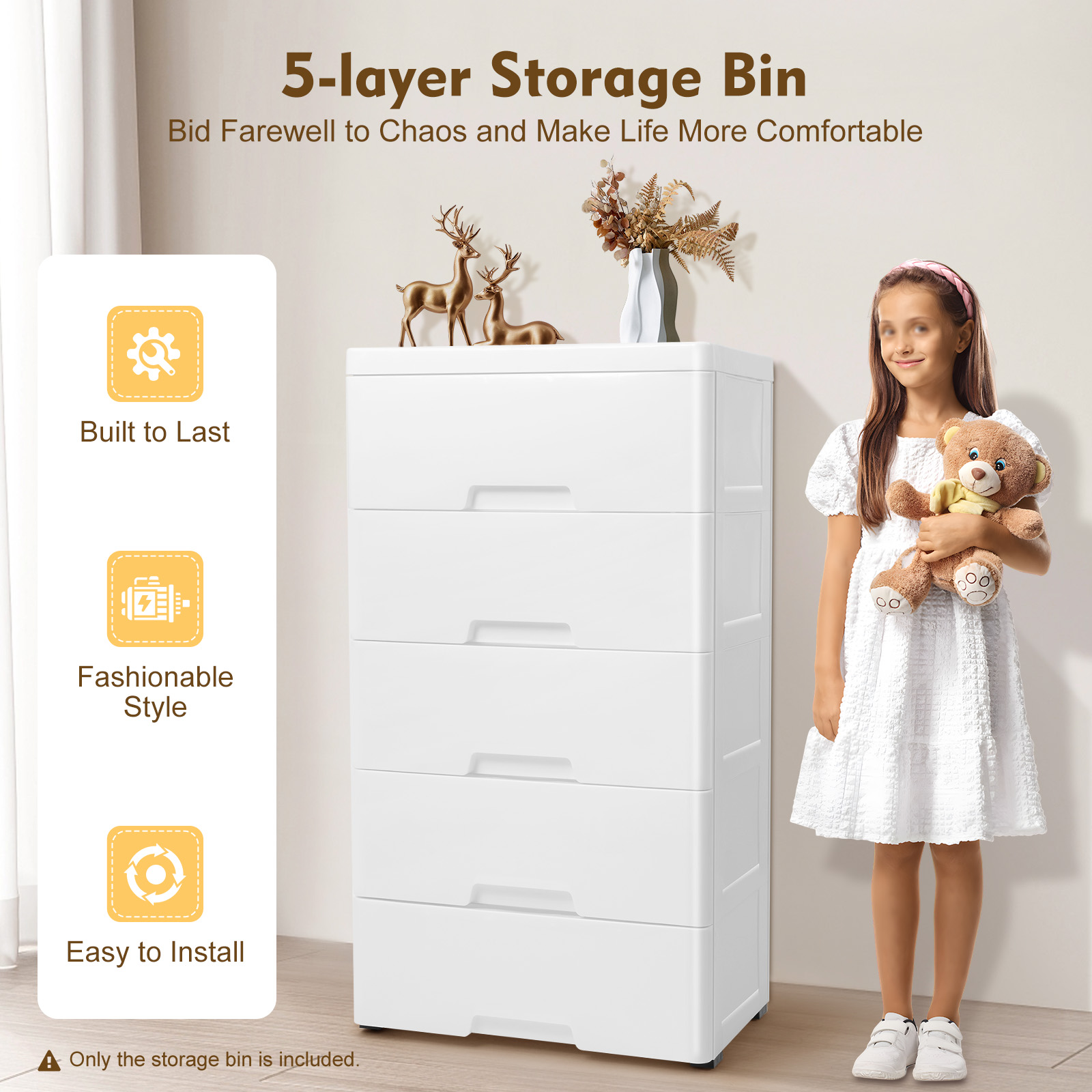 Пластиковый комод с 5 ящиками  – обзор и цена Drawer Dresser White